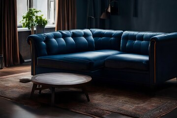 l shape blue sofa