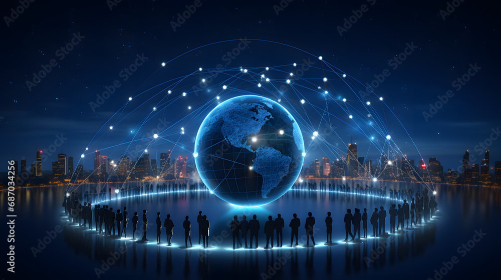 Aufkleber global communication network concept. generative ai.