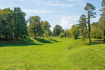 The former moat around the old historic fortified centre of Karlovac in central Croatia, now a city park