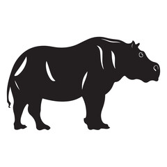 A black Silhouette hippopotamus animal