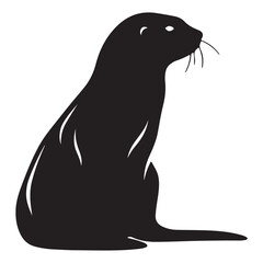 A black Silhouette otter animal vactor
