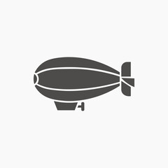 Airship icon vector. Aerostat, Blimp, Dirigible Balloon Aircraft symbol sign