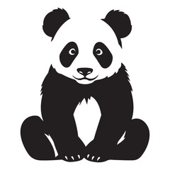 A black Silhouette panda animal vactor
