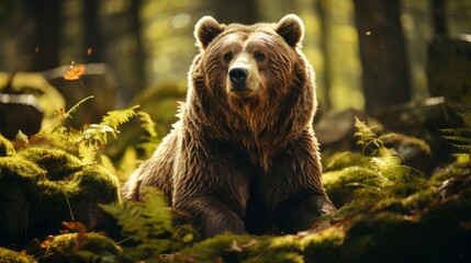 A wild adult Brown Bear Ursus Arctos in a summer