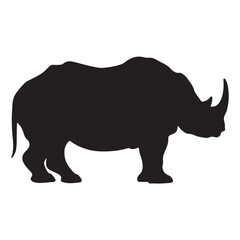 Naklejka premium A black Silhouette rhinoceros animal vactor