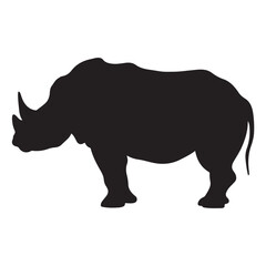 A black Silhouette rhinoceros animal vactor