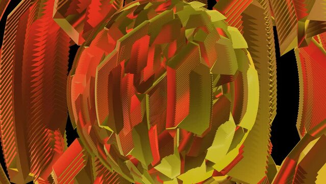 background. Bit stream digital pixels on rotating sphere. Hexagonal moving looping seamless background, abstract futuristic waves and ripples. 