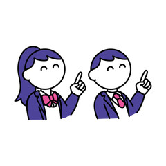 指を差し案内する学生2人