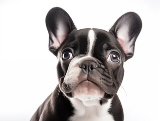 Fototapeta premium Close-up portrait of a purebred French bulldog puppy. Isolated on a white background.