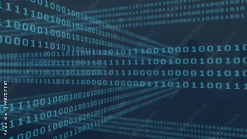 Poster animation of binary codes moving over black background