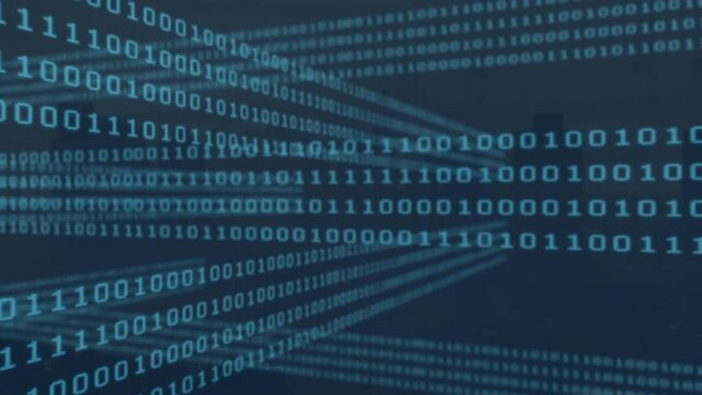 Animation of binary codes moving over black background