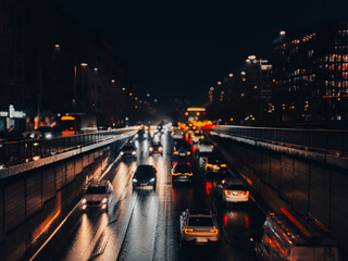 busy night traffic in the city