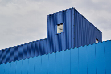 blue metal wall