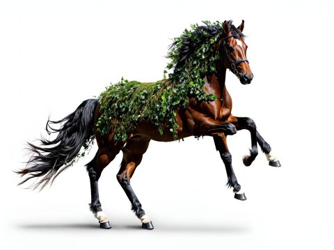 Forest Spirit Horse: A horse decorated with plants