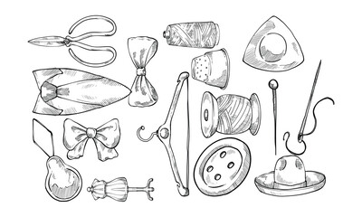 sewing equipment handdrawn collection