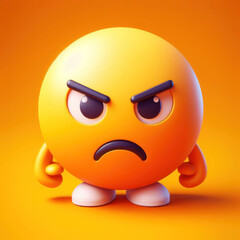 Naklejka premium Icon angry emoji. 3d emoticons, Realistic yellow glossy 3d emotions face.