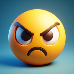 Icon angry emoji. 3d emoticons, Realistic yellow glossy 3d emotions face.