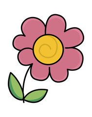 Vector cartoon flower icon. Plant clipart for children. Cute floral illustration. Funny icon for kids with nature or garden concept.