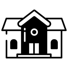 School building glyph and line vector illustration