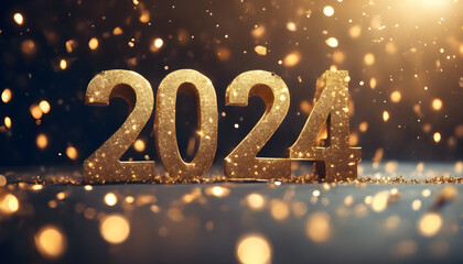 Happy new year 2024 celebration banner - obrazy, fototapety, plakaty