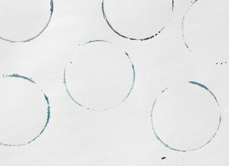 blue shapes of Wine circle and Coffee ring stains. Wine glass marks or coffee cup round stains and...