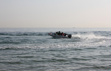 Fototapeta premium Motor boats at sea in summer 