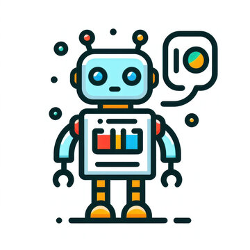 Robot icon thinking with speech bubble on a white background 3d rendering3.jpg