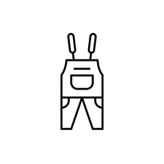 Overall workwear vector icon. Woman protective overall icon in black and white color.