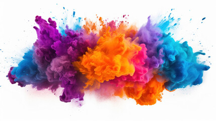 Fototapeta premium Explosion of colored ink in water isolated on white background. Abstract background