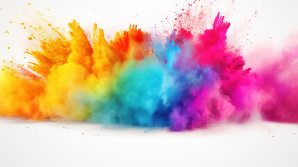 Fototapeta na wymiar Explosion of colored powder on a white background.