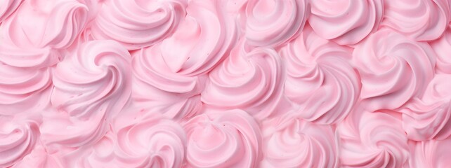 Smooth pink whipped cream texture, dessert topping, creamy swirls, sweet background, seamless confectionery pattern - obrazy, fototapety, plakaty