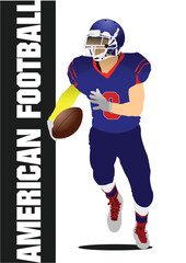 Poster of American football with player image.