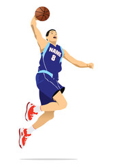 Fototapeta na wymiar Basketball player silhouettes. Colored Vector