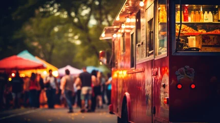 Foto op Canvas Food Truck in City Festival Selective Focus Photography © Fadil