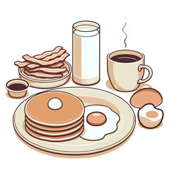 Breakfast vector cartoon isolated on a white background