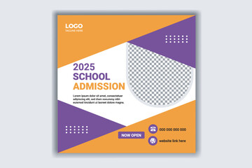 social media post template design for promoting back-to-school admissions.