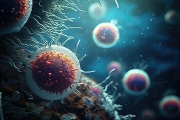 Obraz na płótnie Canvas bacteria and microscope