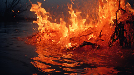 An art project combining fire and water elements, resulting in a captivating display.