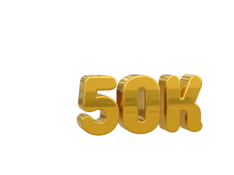 50k followers 3d number tag for follower sale promotion concept by 3d render