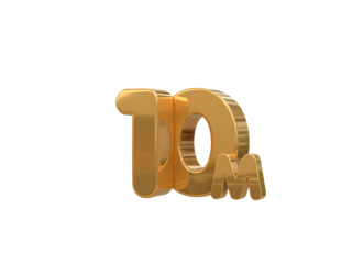 10m followers 3d number tag for follower promotion concept by 3d render