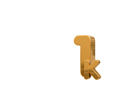 1k followers 3d number tag for follower sale promotion concept by 3d render