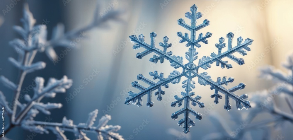 Aufkleber a close up of a snow covered ground with a snowflake on the ground and a snowflake on the ground wit