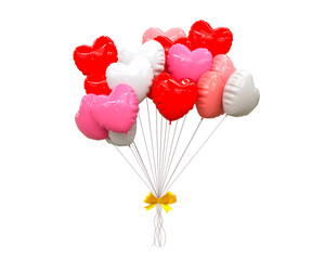 Helium balloons in soft pastel colours valentine's day wedding and birthday balloon 3d rendering