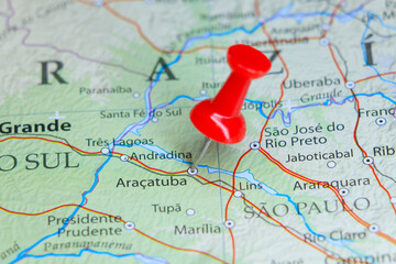 Aracatuba, Brazil pin on map