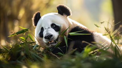 A black and white panda