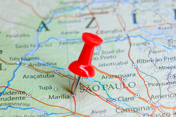 Mar&iacute;lia, Brazil pin on map
