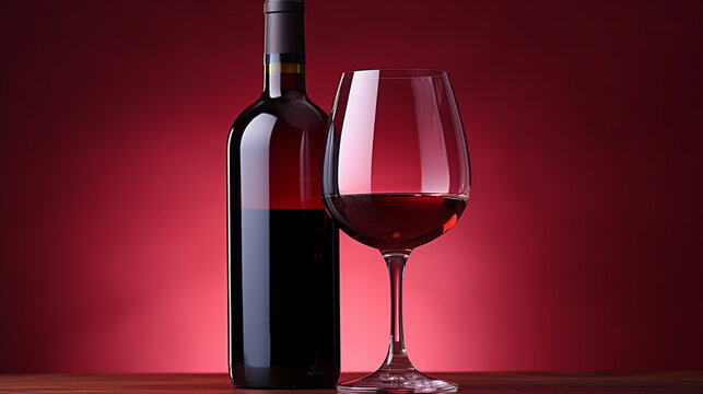 red wine bottle and glass HD 8K wallpaper Stock Photographic Image 