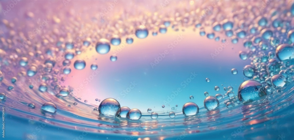 Poster a close up of a water drop of water on a surface of water with a drop of water on top of it.