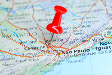 Campinas, Brazil pin on map