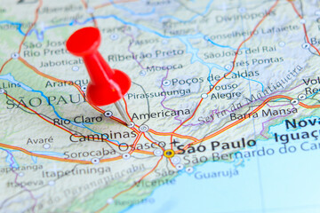 Americana, Brazil pin on map